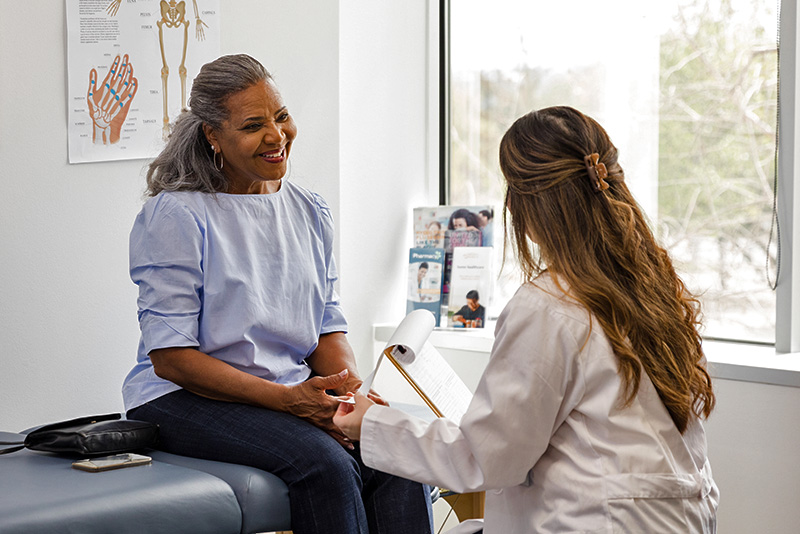Senior woman having a discussion with a doctor